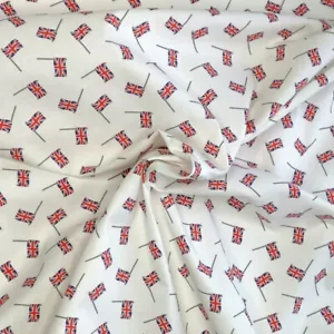 100% Cotton Digital Fabric Oh Sew Small Scattered Flags Union Jack England UK - Picture 1 of 1