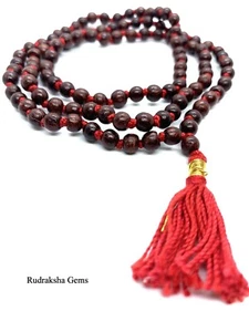 COLLAR HINDÚ TULSI ROJO TULASI KRISHNA JAPA MALA ROSARIO 108 CUENTAS ORACIÓN YOGA - Imagen 1 de 5