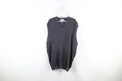 Vintage 90s Ping Golf Mens XL Faded Ribbed Cable Knit V-Neck Sweater Vest Gray - Image 1 of 4