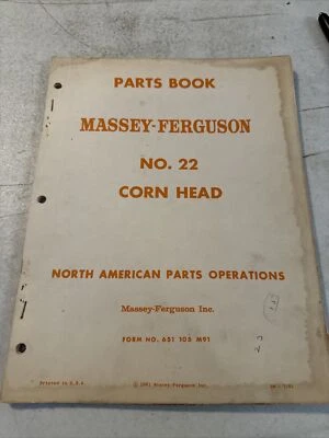 Vintage 1961 Massey Ferguson No. 22 Corn Head  Parts Book - Image 1 of 4