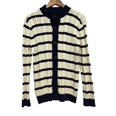 Gymboree Youth Button Front Cardigan Size XL Striped Cable Knit Classic Coastal - Image 1 of 4