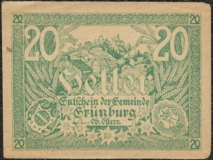 Billet de nécessité - Notgeld Autriche Grünburg - 20 heller 1920 ! JPR0303Ia-20 - Picture 1 of 2