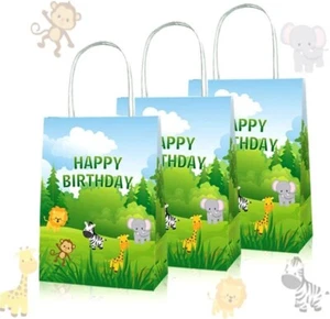 12 x Bolsas de regalos para fiestas de animales en la selva con asas - Imagen 1 de 2