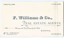 Advertising postcard Witchita KS Frank Williams Real Estate/ Ward & Vorpahl 1888