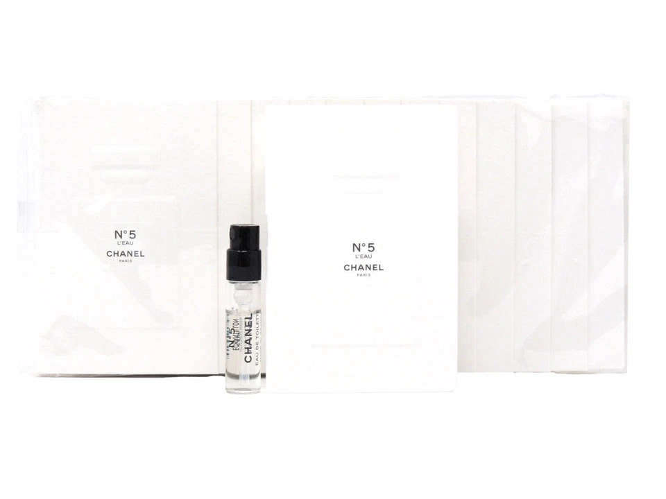 CHANEL NO 5 L'EAU EDT 1,5 ml 0,05 fl oz x 12 frascos de muestra de spray de perfume sellados Foto 1 de 1
