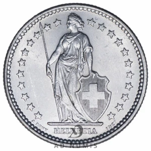 Suisse 2 francs 1909 B argent FDC Helvetia debout pièce de monnaie QUALITÉ RARE - Imagen 1 de 2
