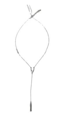 Collar de plata marca Lucky borla en forma de Y antiguo colgante tono plata con NUEVO Foto 1 de 4