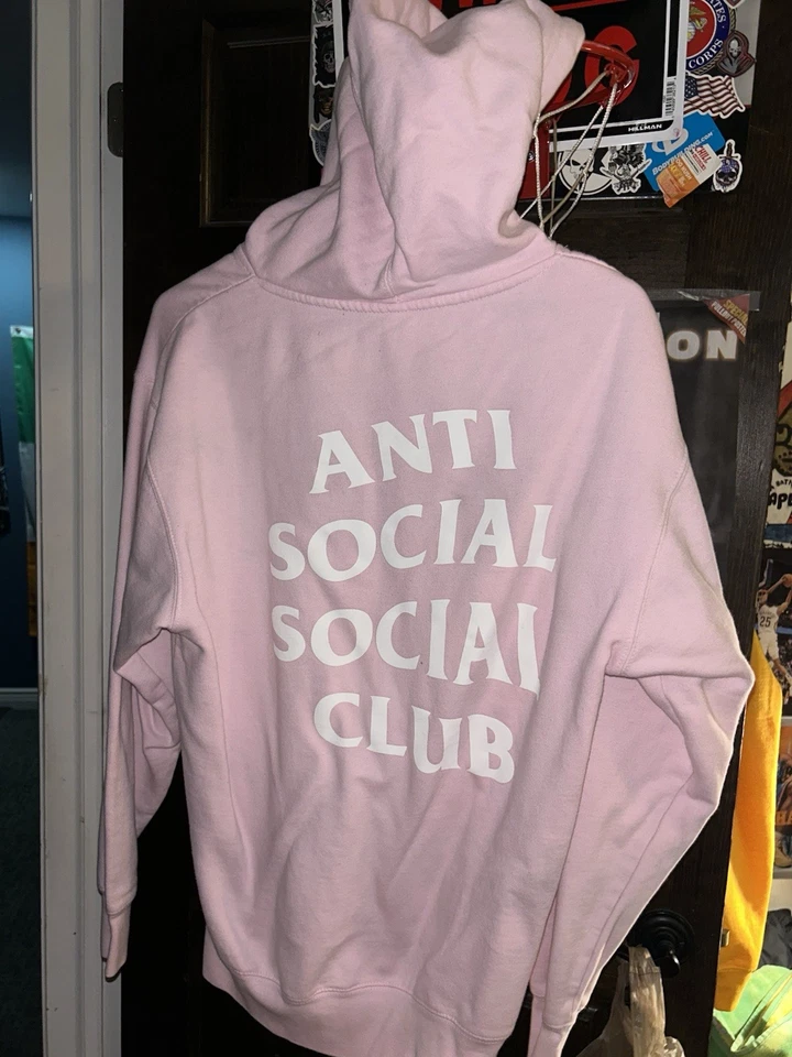 Sudadera con Capucha Anti Social Social Club Para Hombres M Rosa Logo Estándar Foto 1 de 4