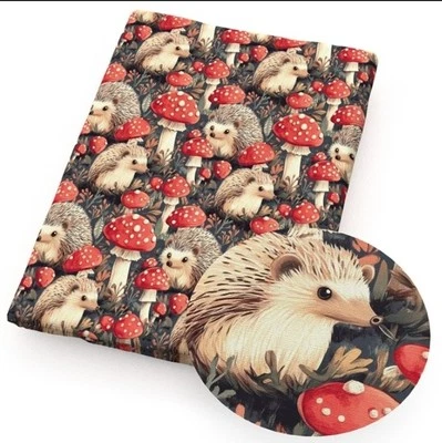 Tejido de mezcla de algodón poliéster Petting Zoo Hedgehog 20x55" 1274393 medio metro Foto 1 de 2