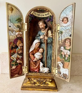 Foldable Holy Family Nativity Scene Triptych 12" Tall - Picture 1 of 7