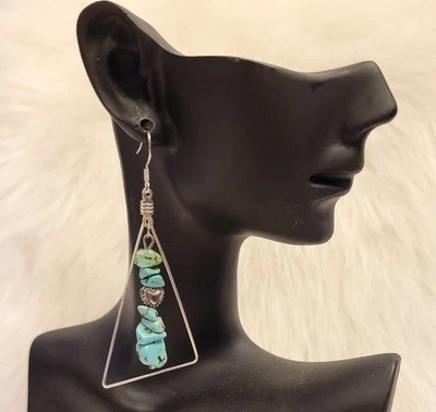 Turquoise Chip Dangle Earrings - Image 1 of 4