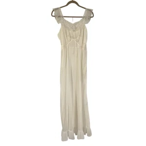 Vtg Godfried Gown Size 38 Long Maxi Ivory Pleated Ruffles Lace Couture Honeymoon - Imagen 1 de 10