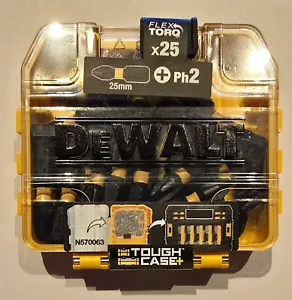 DeWalt Extreme Impact Torsion Flextorx 25 Bits Ph2 Ph 2 DT70555T Bit Tough Case - Picture 1 of 1