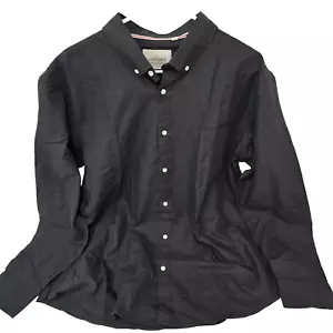 Men's XL Oxford Black Button Down Dress Shirt Alimens Gentle Casual with Pocket - Picture 1 of 7