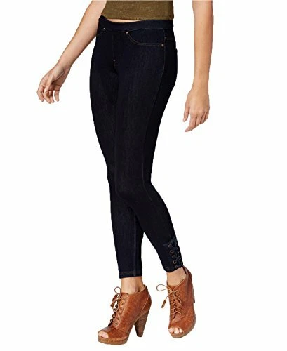 Leggings skimmer de mezclilla con cordones para mujer HUE (enjuague medianoche, pequeños) Foto 1 de 1