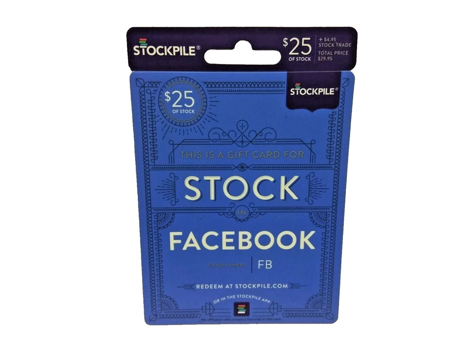 Tarjeta coleccionable de acciones de Facebook (ahora meta) rara - sin valor tarjeta de regalo de $25 Foto 1 de 4