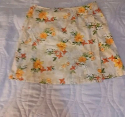 White Stag Stretch Floral Skort Size 10  Tan With Yellow Orange Red Flowers - Image 1 of 4