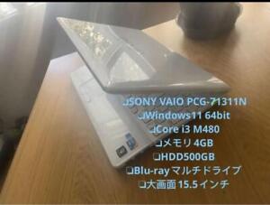 SONY VAIO PCG-71311N Note PC Laptop PC HDD 500GB RAM 4GB CPU Core i3 M480 WIn11