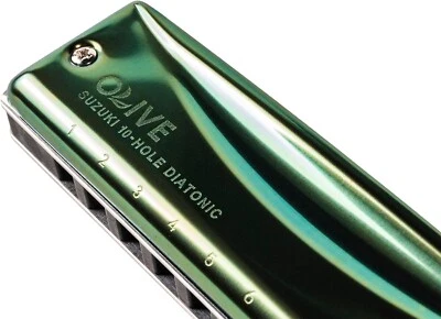 SUZUKI C-20 OLIVE 10 hole Diatonic Harmonica 14 Keys - Image 1 of 4