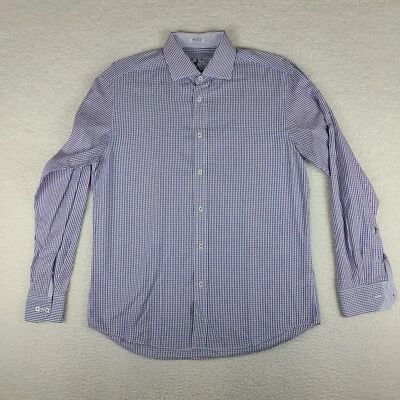 Bugatchi Uomo Shirt Mens Large Blue Purple Geometric Shaped Fit Dress Button Up - Image 1 of 4