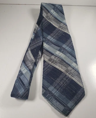 Corbata de cuello Brittania para hombre formal ancha vintage azul y gris a cuadros 100 % poliéster Foto 1 de 4