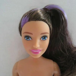 NEW! 2020 Mattel Barbie Skipper Doll Brunette Purple Streak High Ponytail ~ Nude - Picture 1 of 5