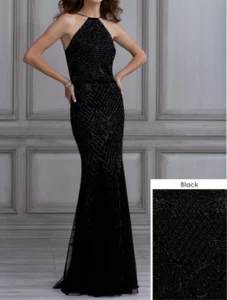 Adrianna Papell 40134 Beaded Blouson Bridesmaid Dress 14 NWT Black $350 (SAMPLE) - Picture 1 of 8