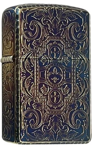 Zippo Armor Case Arabesque 5 Sided Etching Impact4 Gold Brass Oil Lighter Japan - Picture 1 of 7