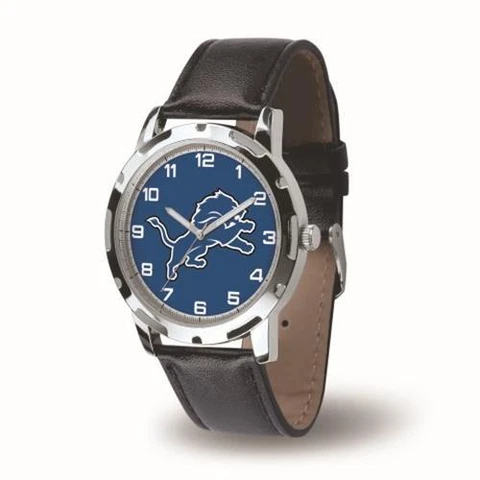 Detroit Lions NFL Wrecker Watch - Black PU Leather Band - Football Cover