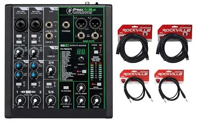 Mackie ProFX6v3 6-Channel Pro Effects Mixer w/USB ProFX6 v3+XLR+1/4" Cables - Image 1 of 4
