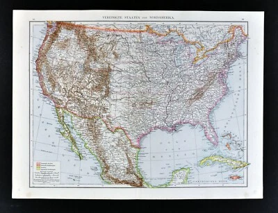 1881 Andrees Map United States Indian Territory Oklahoma Dakota Texas Mexico  - Image 1 of 4