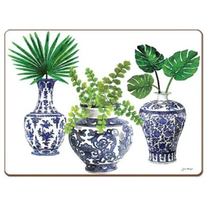 Cala Home Delft Blue Vases Hardboard Cork-Back Placemats, Set of 4 - Picture 1 of 4