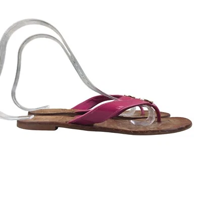 Sandalias chanclas Tory Burch para mujer talla 5M Thora rosa charol logotipo Foto 1 de 4