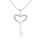 Angara 1.2mm Natural Diamond Heart Key Pendant Necklace In Silver For Women