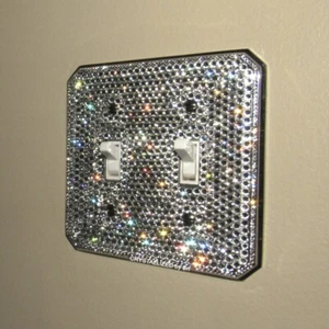 Bling AUSTRIAN CRYSTAL Switch Plate Single Double Triple Toggle Bedazzled Chrome - Picture 1 of 19