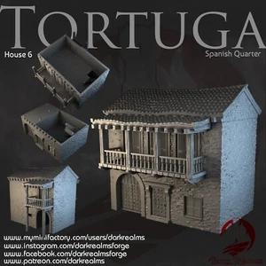 House 6 - Tortuga Spanish Quarter, 3d printed Tabletop Wargames Terrain Scenery - Picture 1 of 3