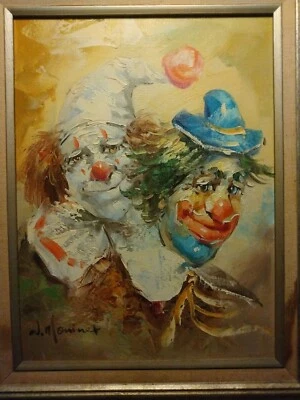 William Moninet (Louisiana, 1937-1999) Dos payasos, firmado óleo sobre lienzo Foto 1 de 4