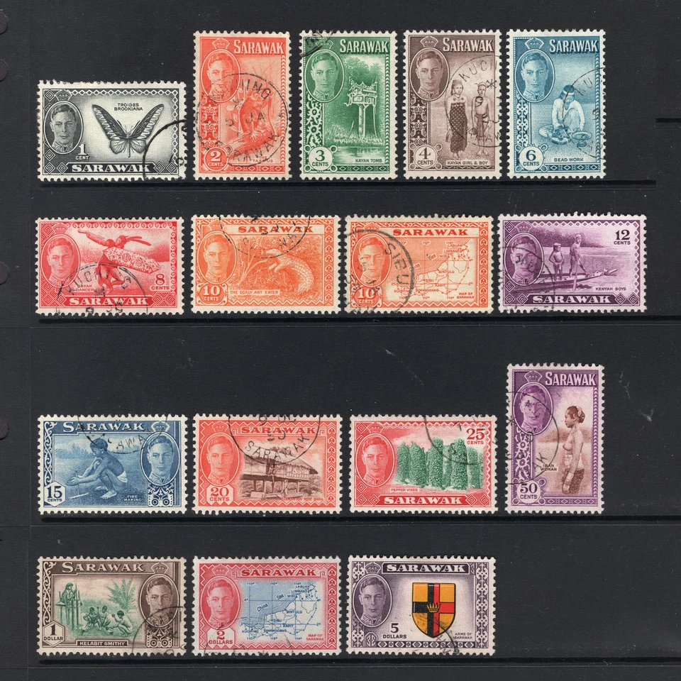M25701 Sarawak 1950 SG171/85 KGVI: Definitives FU, Cat £50 - Изображение 1 из 1