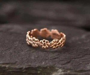 Dainty Flower Design Women's Full Eternity Style Everyday Band In 10K Rose Gold - Picture 1 of 8