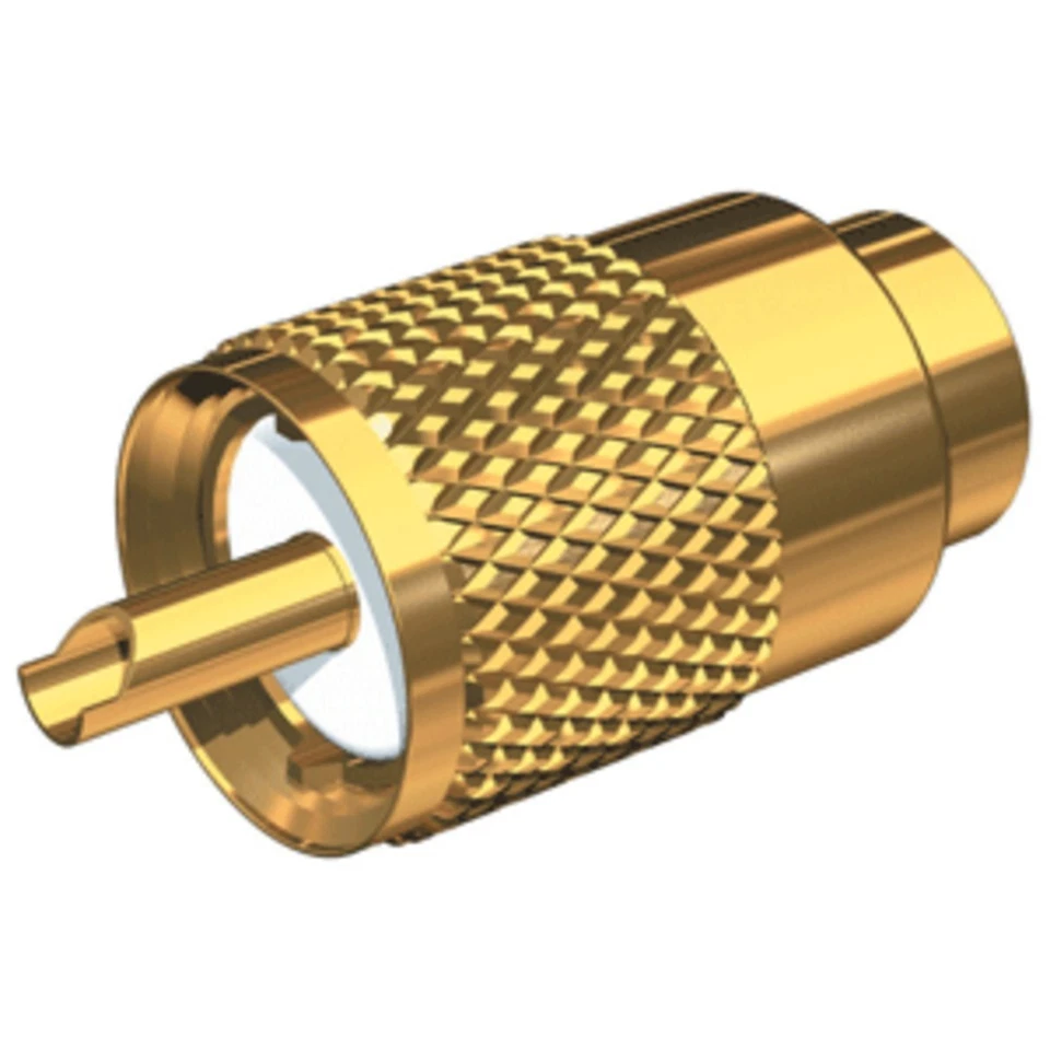 CB RADIO ANTENNA COAX CONNECTOR PLUG ADAPTER GOLD RG58 PL259 6mm UHF 50 OHM X1 - Image 1 of 1