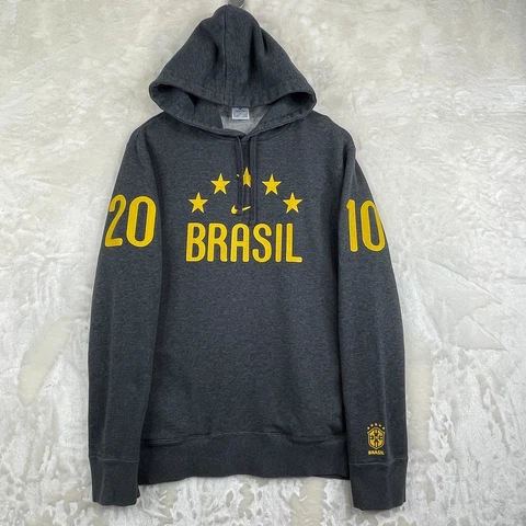 Nike Brasil 2010 Soccer Pullover Hoodie Sweatshirt Mens Medium Brazil World Cup Cover