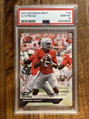 CJ STROUD 2021 TOPPS NOW BOWMAN NEXT ROOKIE CARD #10 TEXANS OHIO PR 1831 PSA 10 - Image 1 of 2