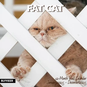 2025 Wall Calendar,Calendar 2025,Fat Cats Monthly Calendar, 12" Fat - Picture 1 of 6