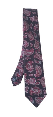 PAOLETTI FIRENZE черный чистый шелк галстук с узором пейсли ручной работы в Канаде Ex C - Изображение 1 из 4