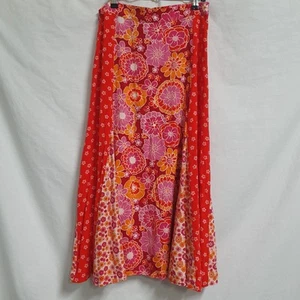 Sportsgirl Size 12 Red/Pink Floral Midi Panel A-line Skirt Boho Women - Picture 1 of 8