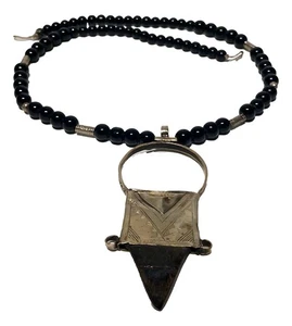 Collar bereber tuareg africano artesanal colgante de madera joyería étnica tribal - Imagen 1 de 4