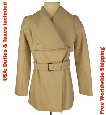 Ted Baker Adalya женщин верблюда шерсти/кашемира подпоясанный короткое пальто размер 3 (M) - Изображение 1 из 4