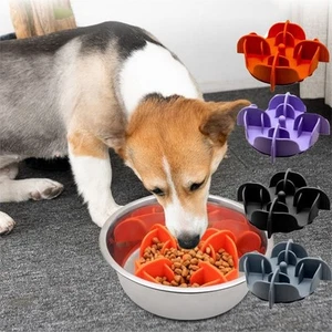 Pet Bowl Slow Feeder Silicone Dog Slow Feeder Bowl Anti Choking Small Dogs Cats - Picture 1 of 17