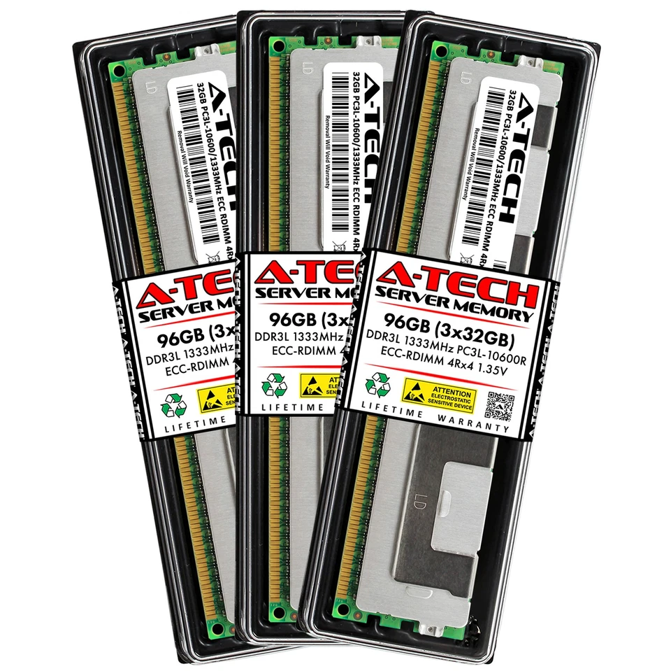 96GB 3x 32GB PC3L-10600R RDIMM Dell PowerEdge R420xr R620 R720xd R820 Memory RAM - Image 1 of 4