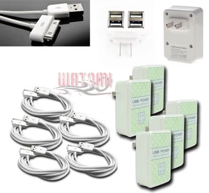 5X 4 USB PORTS HOME WALL ADAPTER+10FT CABLE POWER CHARGER WHITE GALAXY TAB NOTE - Photo 1/1